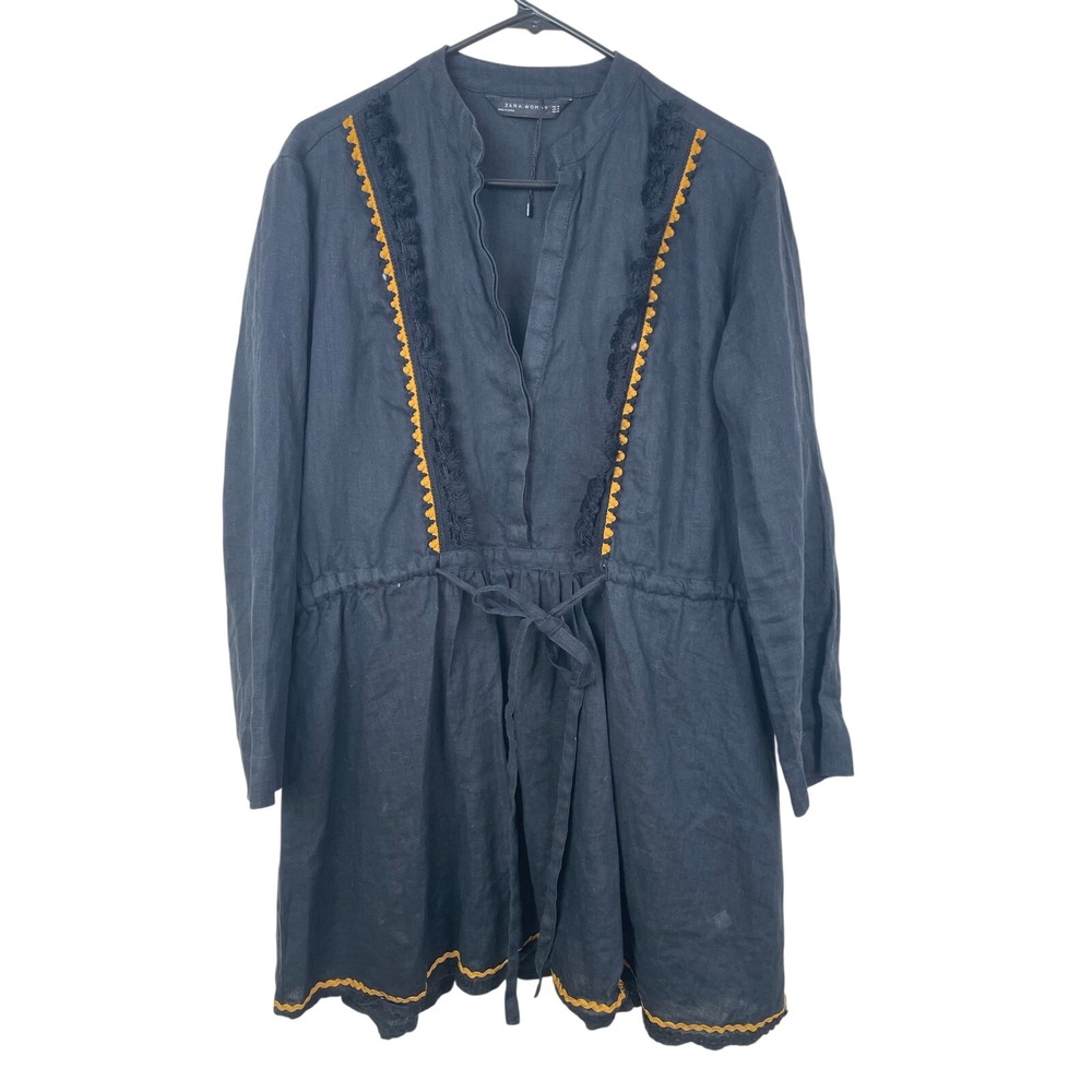 Tunic Shirt Dress Sz M %100 Linen Lagenlook Boho Cottage Minimalist Coastal